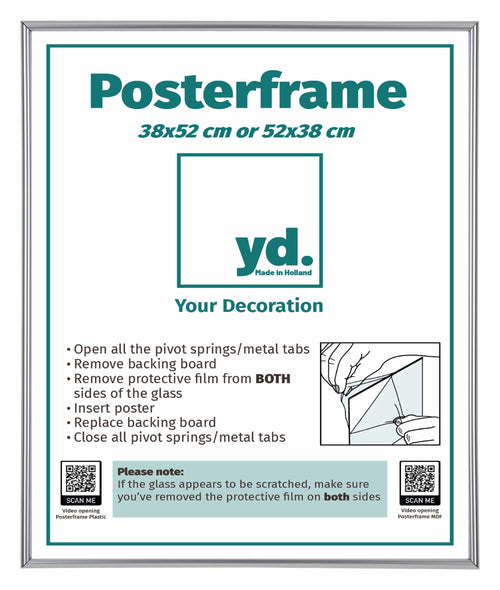 Poster Frame Plastic 38x52cm Silver Front Size | Yourdecoration.com