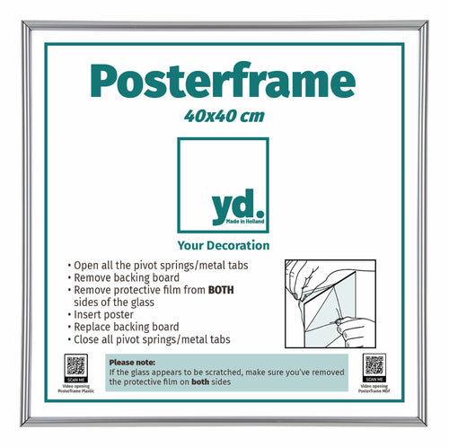 Poster Frame Plastic 40x40cm Silver Front Size | Yourdecoration.com