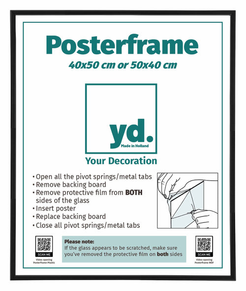 Poster Frame Plastic 40x50cm Black Mat Front Size | Yourdecoration.com