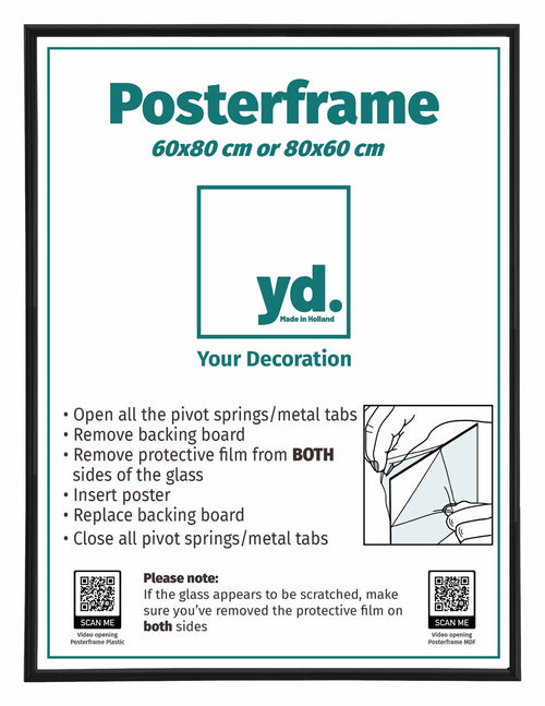 Poster Frame Plastic 60x80cm Black Mat Front Size | Yourdecoration.com