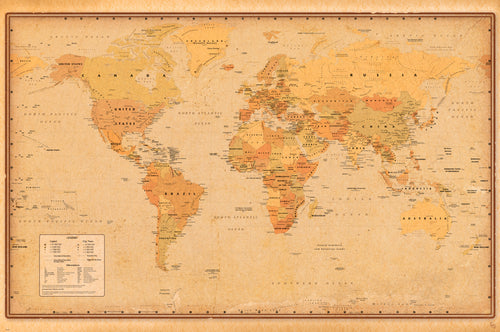 Poster Harper Collins Antique World Map 21 91 5x61cm Abystyle GBYDCO485 | Yourdecoration.com