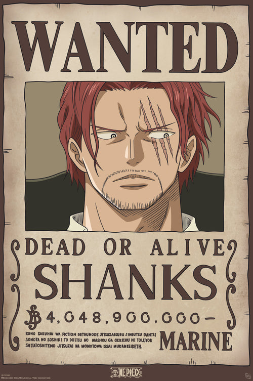 Poster One Piece Wanted Shanks 61x91 5cm Abystyle GBYDCO482 | Yourdecoration.com