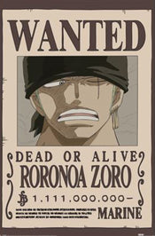 Poster One Piece Wanted Zoro 61x91 5cm PP2501065 | Yourdecoration.com