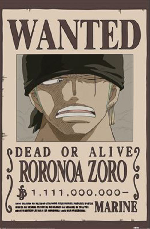 Poster One Piece Wanted Zoro 61x91 5cm PP2501065 | Yourdecoration.com