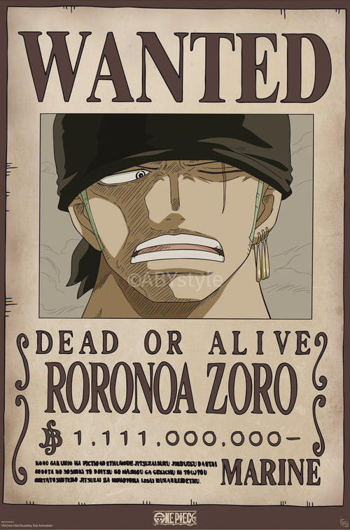 Poster One Piece Wanted Zoro Wano 61x91 5cm Abystyle GBYDCO619 | Yourdecoration.com