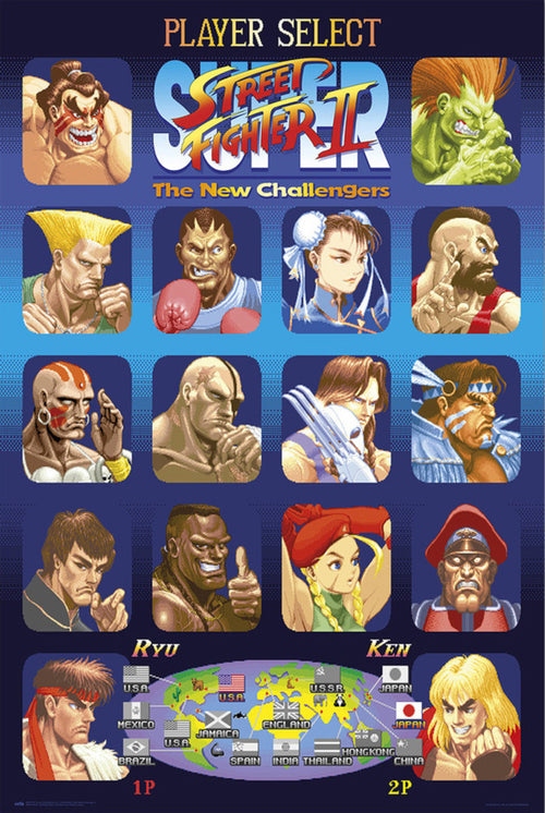 Poster Street Fighter Player Select 61x91 5cm Grupo Erik GPE5776 | Yourdecoration.com