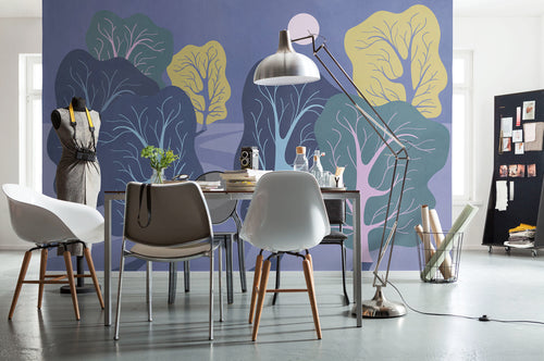 Wall Mural Purple Nights 350x250cm FLX7 017 Interior | Yourdecoration.com