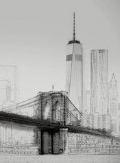 Wizard+Genius New York Art Illustration Black And White Non Woven Wall Mural 192x260cm 4 Panels | Yourdecoration.com