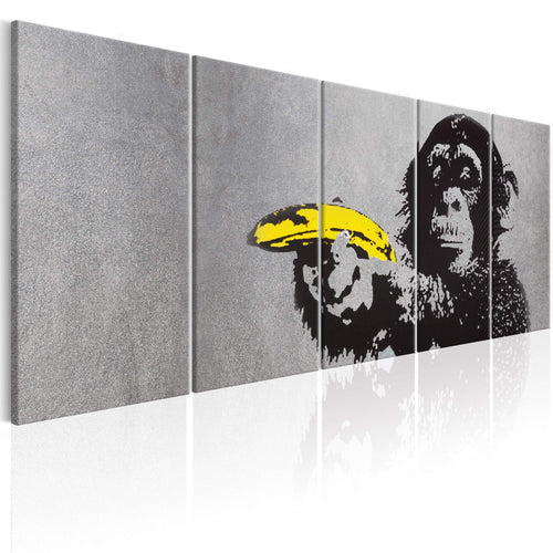 Canvas Print Monkey and Banana 5 Panels 225x90cm