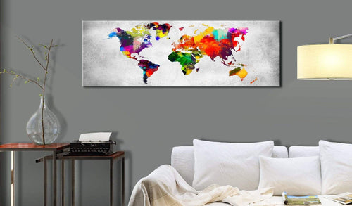 Canvas Print World Map Coloured Revolution 135x45cm