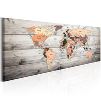 Canvas Print World Maps Wooden Travels 135x45cm