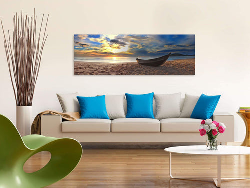 Canvas Print Boat on the Beach Narrow 135x45cm