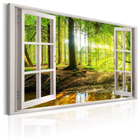 Canvas Print Window View on Forest 120x80cm