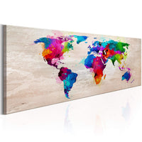 Canvas Print World Map Finesse of Colours 150x50cm
