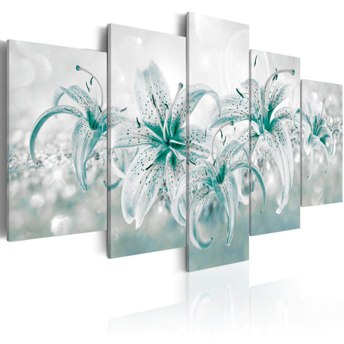 Canvas Print Sapphire Lilies 5 Panels 200x100cm