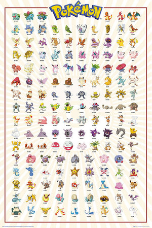 Gbeye FP4379 Pokemon Kanto 151 German Characters Poster 61x 91-5cm | Yourdecoration.com