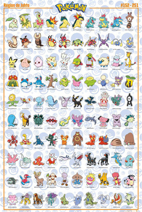 Gbeye FP4975 Pokemon Johto French Characters Poster 61x 91-5cm | Yourdecoration.com
