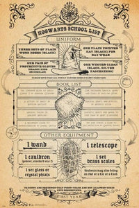 GBeye Harry Potter Hogwarts List Poster 61x91,5cm | Yourdecoration.com