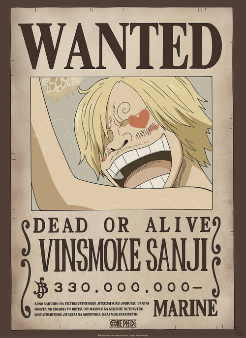 Gbeye Gbydco227 One Piece Wanted Sanji Poster 38x52cm | Yourdecoration.com