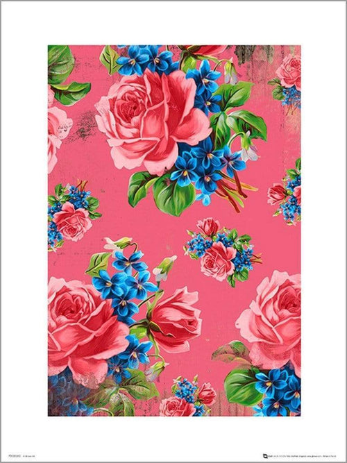 GBeye Vintage Flowers Pink Art Print | Yourdecoration.com