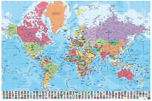 Grupo Erik GPE4913 Map World Pt Physical Politic Poster 91,5X61cm | Yourdecoration.com