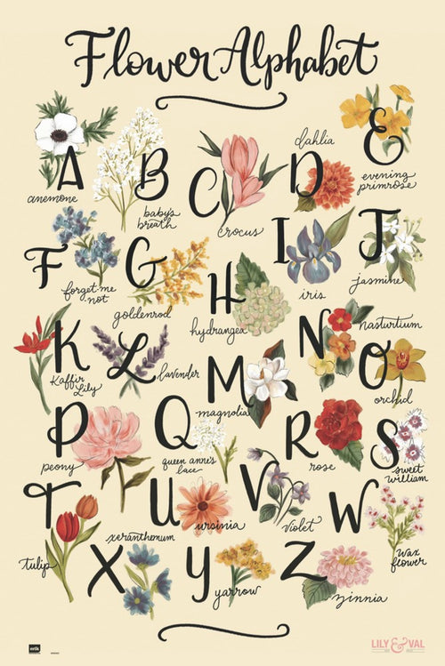 Grupo Erik GPE5323 Lily And Val Flowers Alphabet Poster 61X91,5cm | Yourdecoration.com