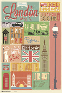Grupo Erik GPE5542 London Collage Poster 61X91,5cm | Yourdecoration.com