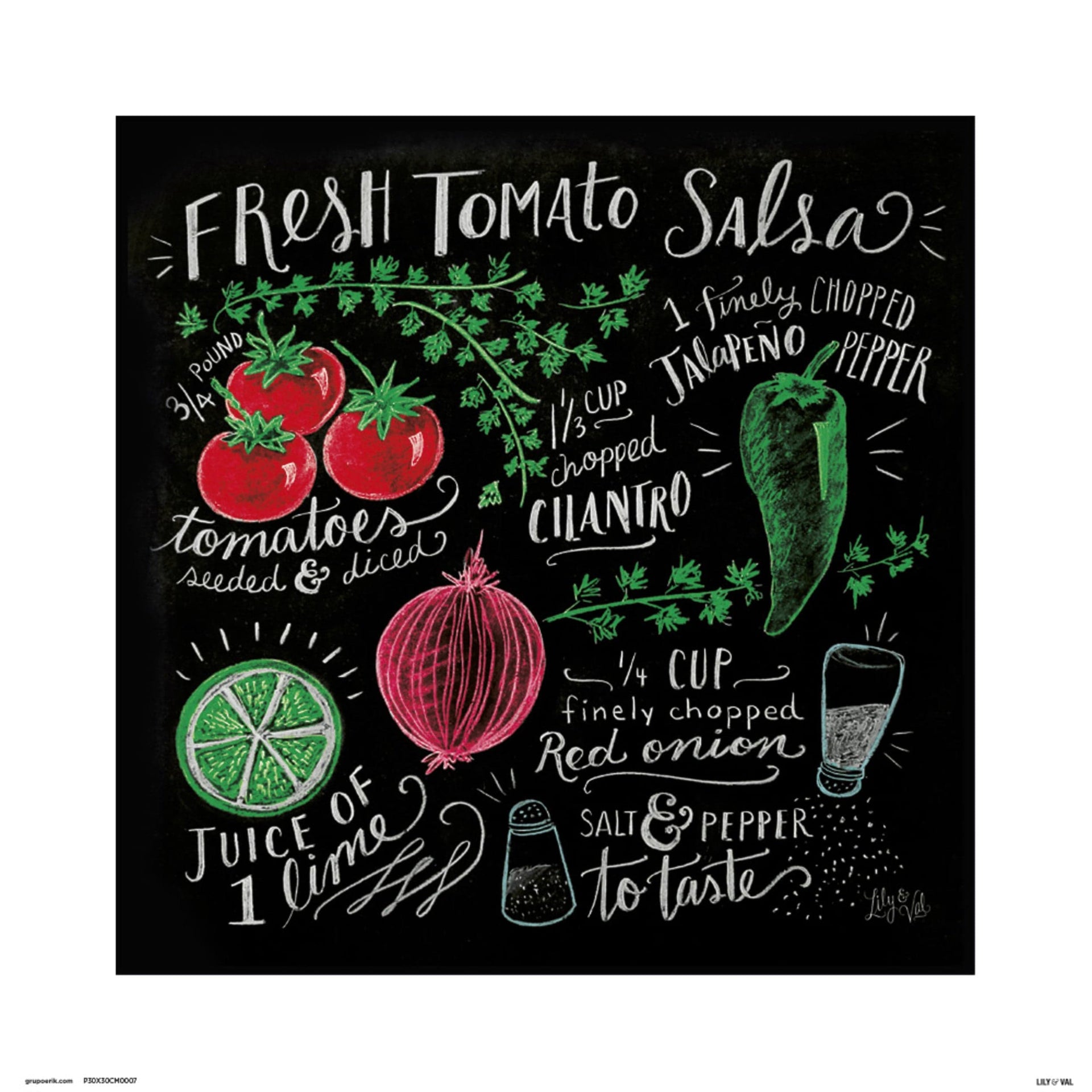 Grupo Erik Lily And Val Fresh Tomata Salsa Art Print 30x30cm | Yourdecoration.com