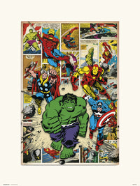 Grupo Erik Marvel Comic Here Come The Heroes Art Print 30x40cm | Yourdecoration.com