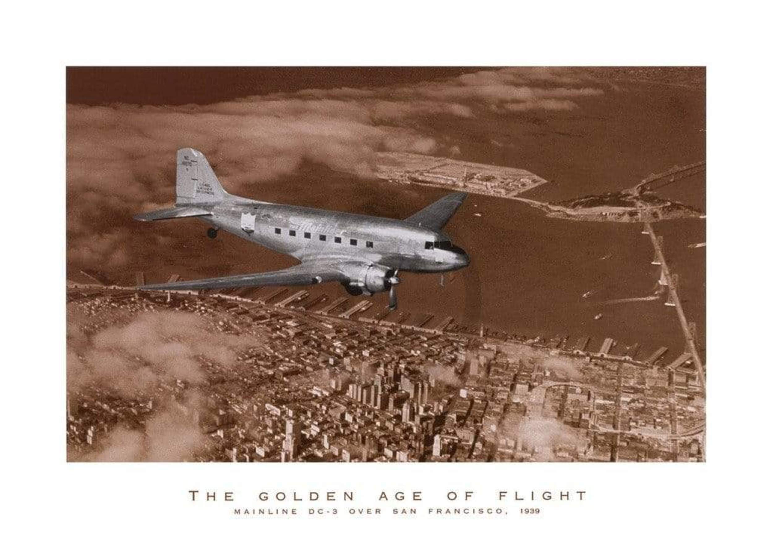 Margaret Bourke White Mainline DC 3 over San Francisco Art Print 70x50cm | Yourdecoration.com