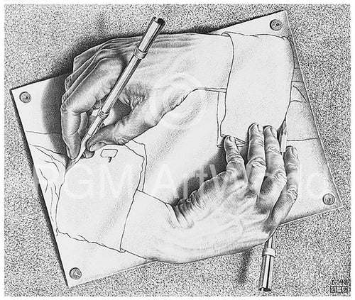 M. C. Escher Zeichnen Art Print 65x55cm | Yourdecoration.com