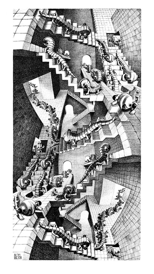 M. C. Escher Treppenhaus Art Print 45x79cm | Yourdecoration.com