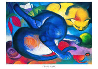 Franz Marc Zwei Katzen blau und gelb Art Print 70x50cm | Yourdecoration.com