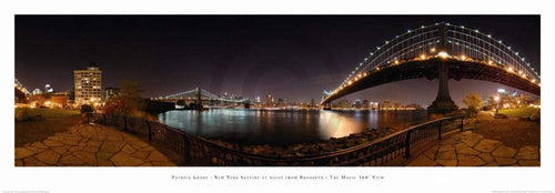 Patrick Grube New York Skyline at Night Art Print 95x33cm | Yourdecoration.com