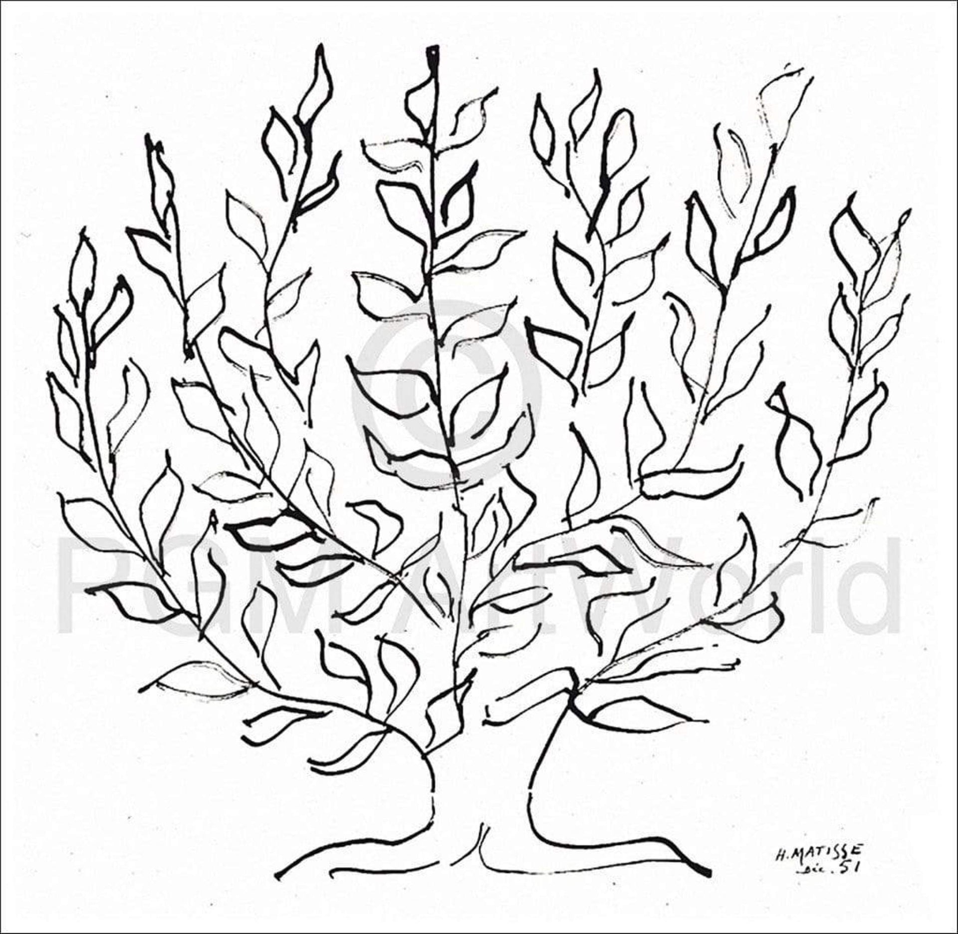 Henri Matisse Le platane Art Print 100x100cm | Yourdecoration.com