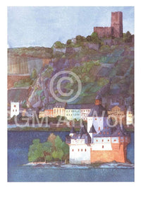 Helga Westphal Die Pfalz bei Kaub und Burg Gutenfels, Rhein Art Print 50x70cm | Yourdecoration.com