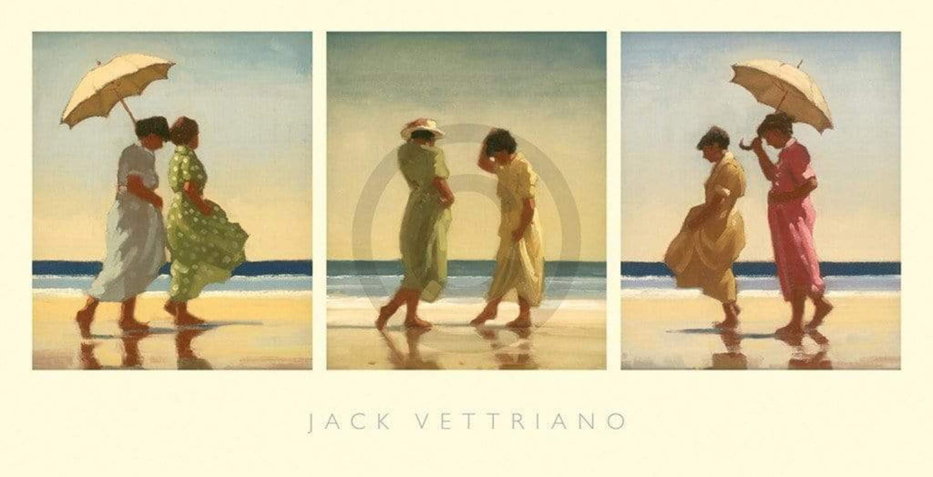 Jack Vettriano Summer Days Triptychon Art Print 70x36cm | Yourdecoration.com