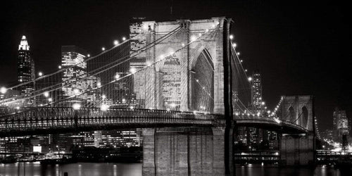 Alan Blaustein Brooklyn Bridge at Night Art Print 91x45cm | Yourdecoration.com