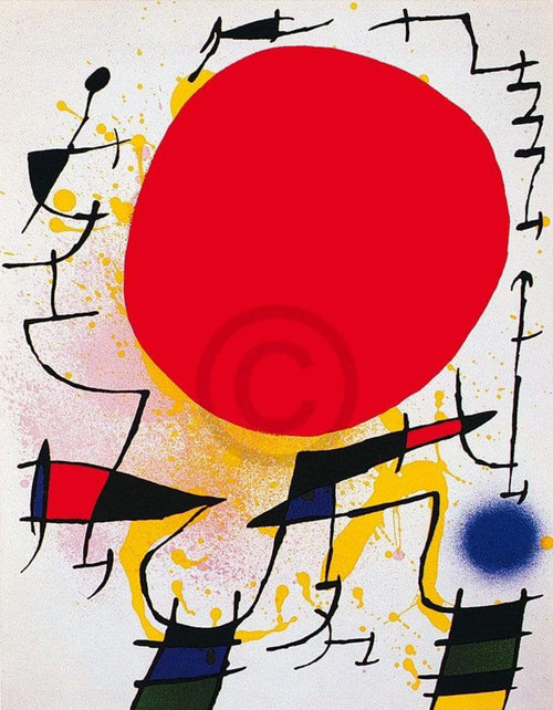 Joan Miro Le soleil rouge Art Print 60x80cm | Yourdecoration.com