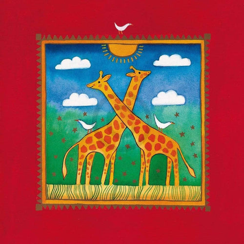 Linda Edwards Two little giraffes Art Print 40x40cm | Yourdecoration.com