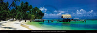 Tom Mackie Beach and Jetty with Boat Art Print 95x33cm | Yourdecoration.com