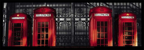 StÃ©phane Rey Gorrez London Red Telephone Boxes Art Print 95x33cm | Yourdecoration.com