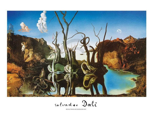 Salvador Dali Reflections of Elephants Art Print 80x60cm | Yourdecoration.com