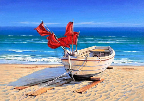 Sigurd Schneider Small fishing boat Art Print 80x60cm | Yourdecoration.com