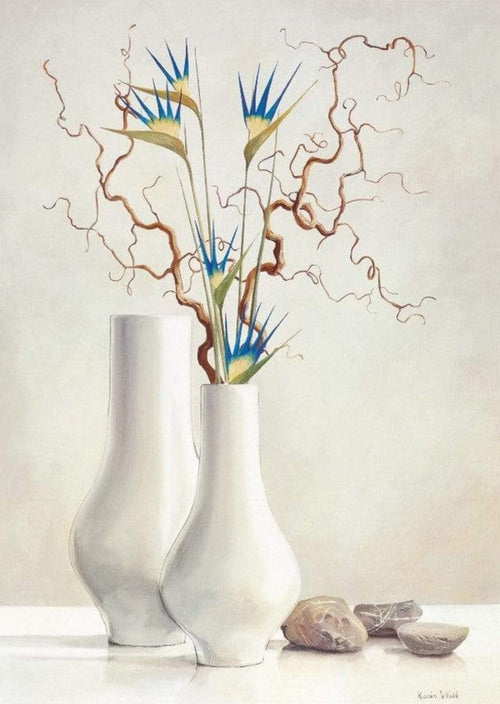 Karin Van der Valk Willow Twigs with Blue Flowers Art Print 30x40cm | Yourdecoration.com