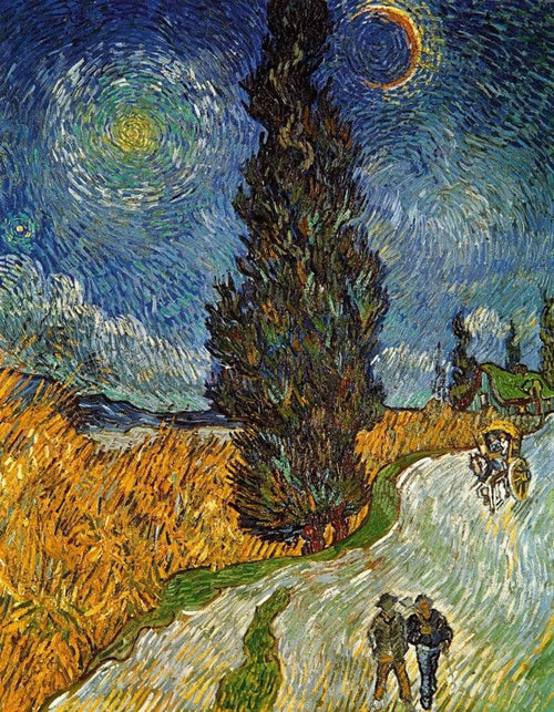 Vincent Van Gogh Landstrasse mit Zypresse und Stern Art Print 70x90cm | Yourdecoration.com