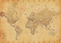 Pyramid World Map Vintage Style Poster 140x100cm | Yourdecoration.com