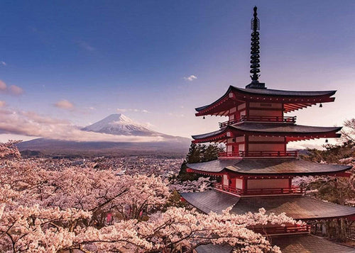 Pyramid Mount Fuji Blossom Poster 140x100cm | Yourdecoration.com