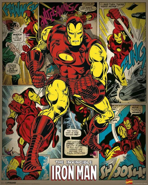 Pyramid Marvel Comics Iron Man Retro Poster 40x50cm | Yourdecoration.com