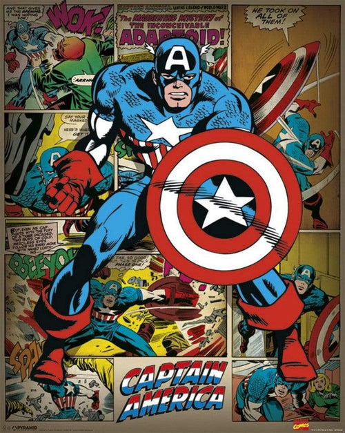 Pyramid Marvel Comics Captain America Retro Poster 40x50cm | Yourdecoration.com